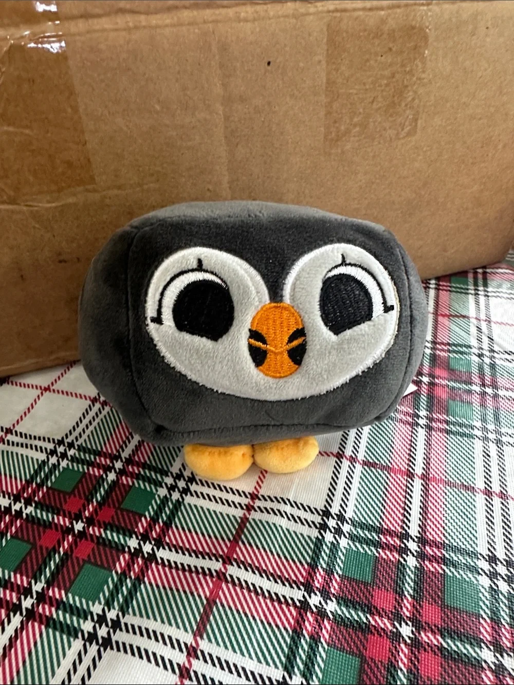 Blue & White Plush Penguin Pet Toy with Yellow Beak